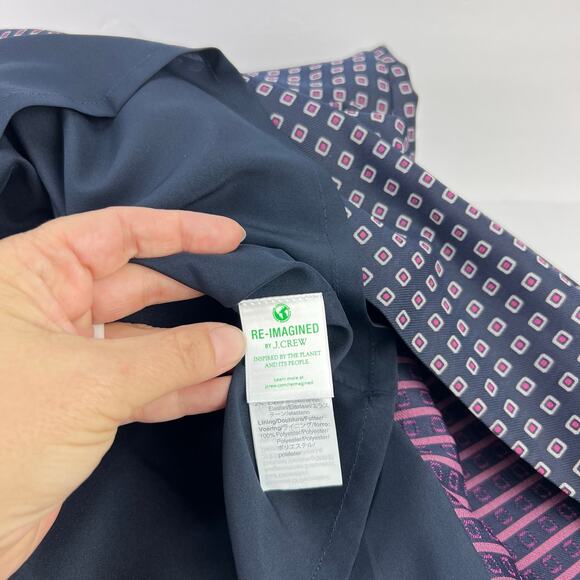 NWT J. Crew Navy Pink Pleated Full-skirt Jacquard Dress 00 Classy Career Retro - Picture 11 of 14